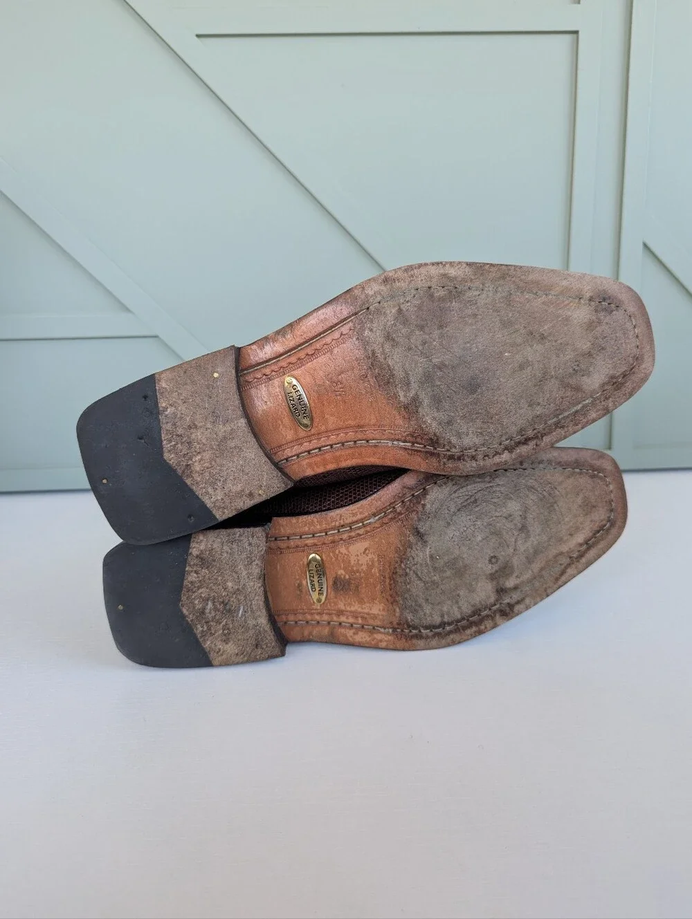 Belvedere Men's Brown Lizard-Texture Lace-Up Derby Shoes